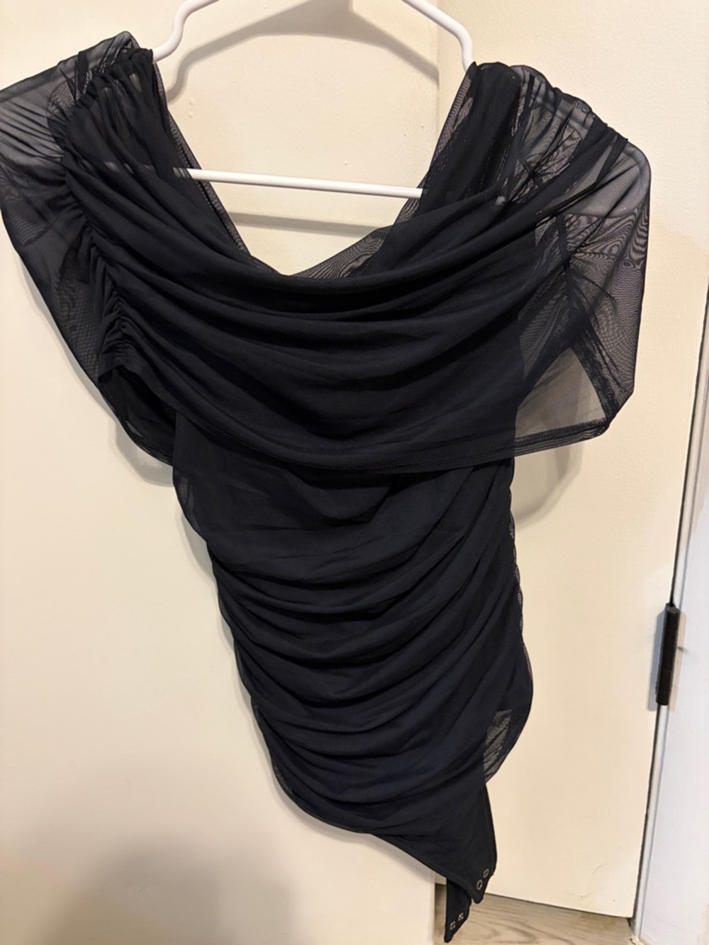 Abercrombie & Fitch Black Ruched Mesh Top